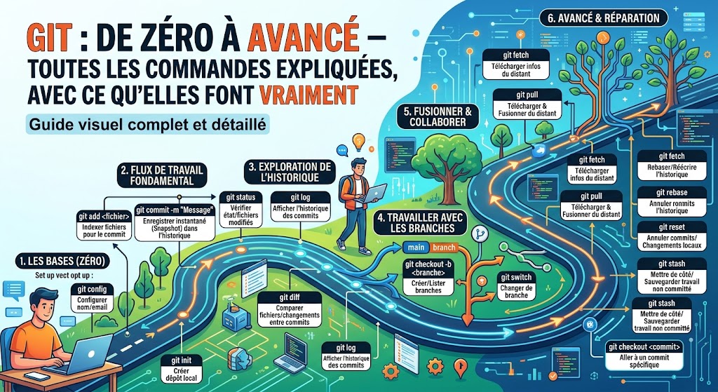 Git de zéro à avancé : toutes les commandes expliquées, avec ce qu'elles font vraiment
